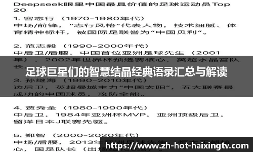 足球巨星们的智慧结晶经典语录汇总与解读